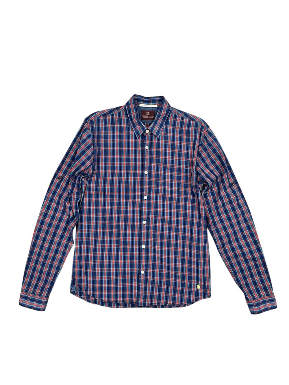 Scotch & Soda Monsieur Provocateur Plaid Long Sleeve Shirt — Size Medium